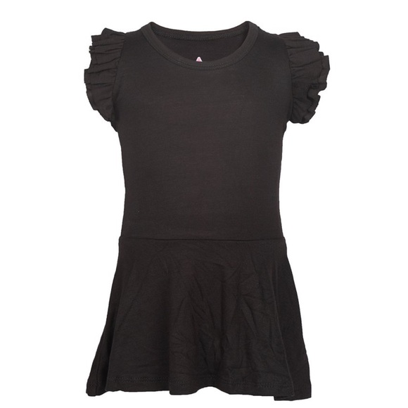 Hannah Sky Black Cotton Ruffle Sleeve Dress - Picture 1 of 4